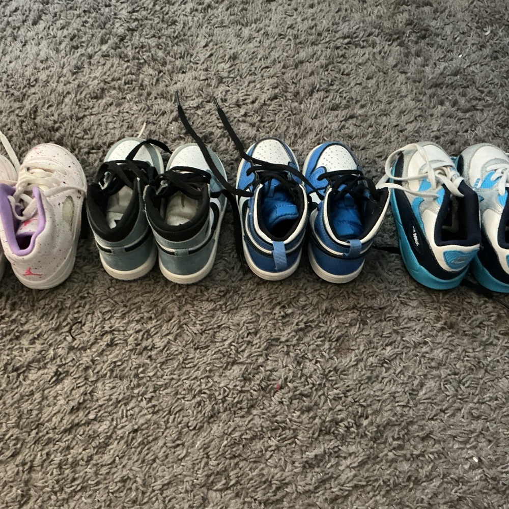 Jordan Kids Sneakers in Pink, Gray, Blue, and Teal